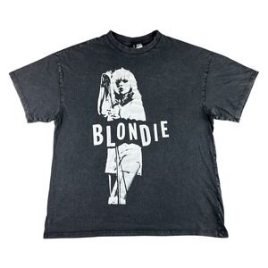 H&M Divided Blondie Debbie Harry Band Graphic T-Shirt Womens XS Grey Oversized